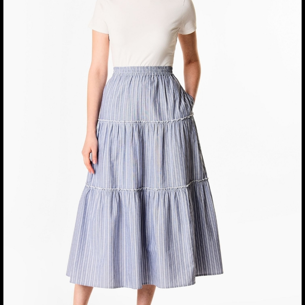 Tiered Striped Banana Republic Skirt